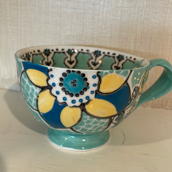 Anthropologie Other - Anthropologie Elka Ayaka Braided Twist Handle Stoneware Coffee Mug Turquoise